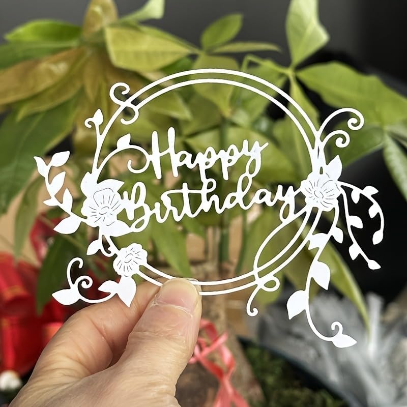 Lapoo Words Cutting Die for Scrapbooking - Durable, Cut Stencils for DIY Scrapbook Photo Album Decorative Paper Card, Card Making Supplies Party Wedding Decorations (Happy Birthday 4.1 x 3.3 in) - Image 1